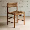 Silla de comedor de madera maciza y ratán, silla de ocio, estilo de mediados de siglo, adecuada para uso doméstico, con respaldo, silla de ratán de cuerda de cáñamo para interiores, silla de ratán puro natural