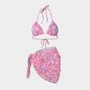 Biquíni Europeu e Americano Estampado 2025 Conjunto de Três Peças Cruzado Fronteira Lazada Saia Envelope Conjunto de Duas Peças Sexy Roupa de Banho Biquíni de Férias