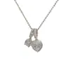 Collar con Colgante de Corazón de Circonia de Moda de Alta Gama para Mujer, Diseño Exquisito Versátil, Cadena para Clavícula Súper Brillante al por Mayor