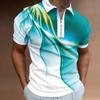 Polo masculino de manga curta com zíper novo europeu e americano verão estampa digital T-shirt esportiva casual de manga curta masculino