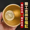 Olla de Arroz de Latón Olla de Cien Bendiciones de Cobre Puro Latón Real Atrae Riqueza y Tesoros Olla Tesoro Olla de Cobre Adorno Creativo de Mesa para Sala de Estar