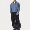 Camisa listrada workwear retrô americana 2026, peça externa masculina estilo old money, camisa casual de manga longa solta e versátil, algodão