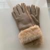 Guantes de piel de oveja de una pieza para mujer, cálidos y de invierno, con dedos