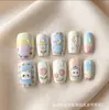 Uñas Portátiles Lindas de Dibujos Animados Puras Hechas a Mano Estilo Corto Arte de Uñas de Estrella Uñas Cortas Desmontables Reutilizables Venta Directa de Fábrica