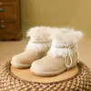 Zapatos de Algodón con Suela Gruesa de Terciopelo Estilo Millennial para Mujer 2025 Nuevo Zapatos de Invierno de Una Pierna para Mujer Resistentes al Frío y Cálidos Botas de Nieve