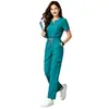 Ropa de Verano Lavable para Mujer de Manga Corta con Cuello en V de Color Sólido Conjunto de Ropa de Trabajo Hospitalaria de Moda Ropa de Trabajo Casual Cómoda