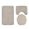 Juego de Tres Piezas de Terciopelo Coral para Inodoro Felpudo para Baño del Hogar Felpudo Antideslizante Entrada del Inodoro Felpudo de Piedra Pequeña tipo Guijarro