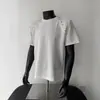 Camiseta Masculina de Manga Curta com Ombreira de Rebite Peso Pesado Scoundrel Cool Trendy Marca cleanfit Senso de Design Camiseta de Nicho Top