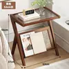 Estante de noche estilo lujo ligero, mesa auxiliar, mesita, mesa de café de moda, mesa larga de cristal, mesa de esquina estilo japonés para apartamentos pequeños, mini