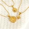 Collar Europeo y Americano Transfronterizo Retro de Alta Gama Cara Sonriente Girasol Luna Acero Inoxidable Chapado en Oro de 18K para Mujer en Stock Venta al por Mayor