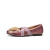 Sapatilhas de Bico Redondo com Flor, Sapatos Beanie de Salto Baixo, Sapatos de Salto Baixo da Moda, Sapatos Mary Jane Versáteis Franceses de Sola Macia, Retrô