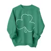 Sudadera Redonda Estampada 3D Estilo Europeo y Americano 2026 para Mujer con Estampado de Trébol Verde, Holgada Casual Moda Transfronteriza
