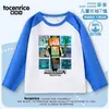 Camiseta de manga comprida Minecraft para meninos, nova camiseta básica de primavera e outono, algodão puro com estampa Minecraft