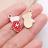 Mezcla 20 Colgante de Aleación Navideño con Goteo de Aceite Rojo de Papá Noel Reno Copo de Nieve DIY Pulsera Accesorios de Joyería