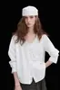 Camisa de Renda Bordada com Babados 'Morango Selvagem Romântico' V Profundo 100% Algodão Suave para Mulheres - Jisg Studio