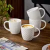 Taza de Cerámica Grabada Personalizada Creativa para el Hogar Café Desayuno Rayada Prismática Taza para el Té de la Tarde Esmalte Reactivo