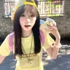 Camiseta de Manga Corta Ajustada con Estampado de Letras Estilo Americano Picante para Mujer, Top de Moda, Más Vendido en Verano 2026