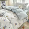 Ropa de Cama de Tres Piezas 100% Algodón para Dormitorio de Estudiantes Sábana de Algodón Puro Funda Nórdica Funda Nórdica Individual de Algodón Faldón de Cama Estilo Nuevo