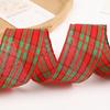 Lazo de cinta superpuesto a cuadros rojos y verdes navideños, accesorios decorativos de bricolaje, fabricantes de cintas de rayas navideñas al por mayor