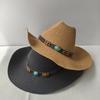 Comercio Exterior Sombrero Vaquero Occidental para Hombre Ala Grande Sombrero de Paja para Hombre Sombrero de Sol de Mezclilla Sombrero para Vacaciones en la Playa