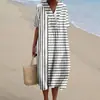 Vestido de punto independiente transfronterizo para toda la web, con escote en V y estampado de vida marina, vestido de manga corta holgado para mujer