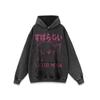 Japonês High Street National Fashion Sweet Cool Cartoon Impresso Lavado Desgastado Solto All-Match Hooded Sweater Masculino e Feminino Ins Hoodie