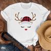 Nuevo Mayoreo Feliz Navidad Árbol de Navidad Papá Noel Simple Media Manga Casual Dibujos Animados Blanco Camiseta Manga Corta Mujer