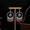 Pendientes de Estilo Bohemio Étnico Europeo y Americano, Pendientes Largos con Borlas Turquesa Azul de Atracciones Turísticas de Minorías Étnicas para Mujeres