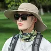 Sombrero de pescador para hombre, de verano, antiultravioleta, para viajes al aire libre, parasol, para pesca, protección solar, gran cornisa