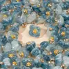 Nuevo Botón de Abalorio de Vidrio de Laurel de Doble Color Estilo Chino Anillo Metálico Botón Decorativo para Camisa Cheongsam Hanfu Traje Tang