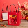Saco de Presente Balde Transparente de Abraço de Ano Novo Bolsa de Mão Única Bolsa com Janela Caixa de Presente para Assar Caixa de Doces para Casamento Embalagem