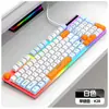 Teclado Raiku Lei Kui T28 de Membrana con Perilla Cableado con Retroiluminación Tricolor y Tacto Mecánico para Uso en Escritorio de Computadora