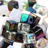 Estilo celebridad de internet cuentas cuadradas con agujero lateral cuentas acrílicas cadena para teléfono móvil material para abalorios diy cuerda para el cabello accesorios de joyería cuentas sueltas