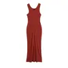 Vestido sin mangas para chica sexy, novedad de verano 2025, para mujer, sexy, ajustado, con cintura, aspecto adelgazante, cuello en V, falda larga plisada