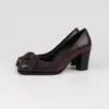Zapatos de Salón Bajos de Estilo Retro Francés para Mujer, Zapatos de Tacón Grueso Estilo Oficina con Punta Cuadrada, Zapatos de Salón Bajos Simples con Lazo para Mujer