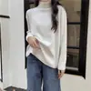 Suéter de malha simples e estiloso com gola semi-alta para outono e inverno, para mulheres, quente, modelador e elegante, para usar como base.