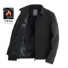 Chaqueta gruesa forrada de polar para otoño e invierno de papá, chaqueta casual de negocios para hombre con cuello de solapa, ropa para funcionarios de mediana edad y mayores