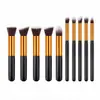 Novo Conjunto de 10 Pincéis de Maquiagem Pincel para Base Tamanho Grande Cinco Grandes Cinco Pequenos Platina Preto Dourado Preto Prata Ouro Rosa Ferramentas de Maquiagem de Beleza
