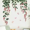 Mariposas Transfronterizas Volando Alrededor de Flores Rosas Pegatinas de Pared Dormitorio Sala de Estar Entrada Pared de Fondo PVC Autoadhesivo Removible