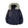 Jaqueta puffer acolchoada estilo americano com acabamento em pele sintética, jaqueta puffer masculina outono/inverno moderna, espessa e quente para casais, parka curta