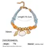 Pulseira Taina de Aço Titânio Europeia e Americana Etiqueta de Aço Inoxidável de Luxo Leve Flor de Concha de Praia Caracol Pulseira Trançada Joias Femininas