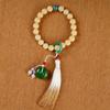 Nuevo Jade Ping An natural Bodhi de mano estilo antiguo todo partido anillo para correr pulsera con borla accesorios unisex al por mayor