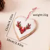 Decoraciones de árbol de Navidad de madera y felpa con forma de corazón, estrella de cinco puntas y reno, colgantes pequeños para la Navidad transfronteriza