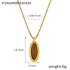 Joia de Temperamento de Nicho Vintage Antigo Pingente de Pedra Natural Oval Design Sense Corrente Caixa Aço Titânio Colar