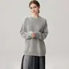 Nueva colección de otoño e invierno: suéter de cachemir para mujer, cuello redondo, color liso, capa base tejida, doble hebra de siete agujas, engrosado, estilo jersey, suéter cálido