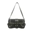 2026 Bolso de Mano de Nueva Textura de Chica Picante de Moda Remaches Estampado de Leopardo Diseño de Personalidad Bolso de Hombro de Motocicleta Cruzado Debajo del Brazo Bolso de Mujer