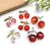 Resina Translúcida Transfronteriza Fruta de Cereza Roja Accesorios para Joyería DIY Pendientes Collar Llavero Colgante