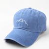 Gorra de béisbol bordada de montaña de algodón suave lavada transfronteriza para hombres y mujeres, moda retro desgastada para exteriores, protección solar, gorra con visera