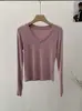 Omalai Gola V Cor Sólida Slim Fit Manga Longa Camiseta Base Nova Chegada Primavera 6228