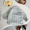 Camisas Delgadas de Primavera y Verano para Niños Estilo Coreano Estilo Rayado Camisas de Dibujos Animados de Manga Larga para Bebé Chaquetas Camiseras de Primavera y Otoño para Niños